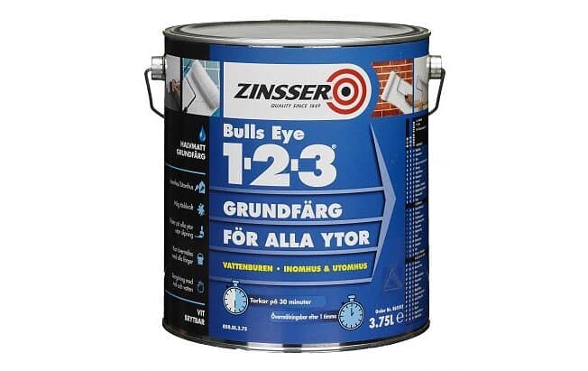 Zinsser Bulls Eye 1-2-3 Grundfärg, Vit, 1l 861012