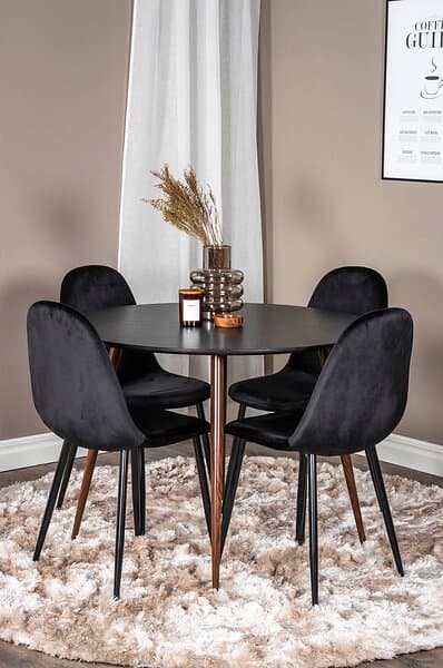 Venture Home Matgrupp Pia inkl 4st matstolar Penally Svart/ natur 75