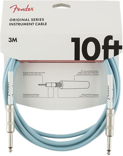 Fender Original Series Instrument Cable 10' Daphne Blue