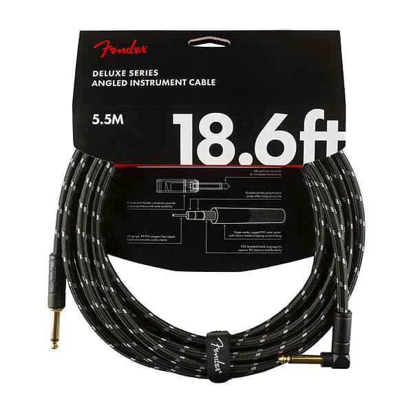 Fender Deluxe Series Instrument Cable 18,6' Angled Black Tweed