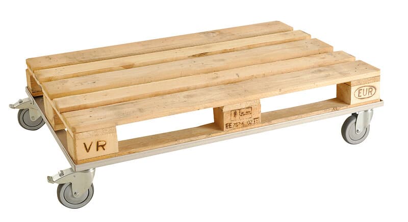 Kongamek Pallvagn Låg 1220x820x185mm 150kg, Grå, Termogummi/Non-marking hjul, 4 länk varav 2 med broms
