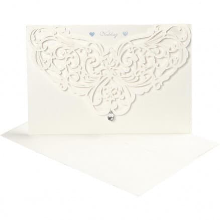 Creativ Company Kort och Kuvert Lyxiga KortStl 12x17,7 cm KuvertStl 18,x12,5 Råvit 5 set/1 Förp kort kuvert, råvit, kortstl. cm, kuvertst 23