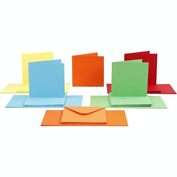 Creativ Company Kort och Kuvert KortStl 15x15 cm KuvertStl 16x16 50 set/1 Förp kuvert, mixade färger, kortstl. cm, kuvertstl 23108