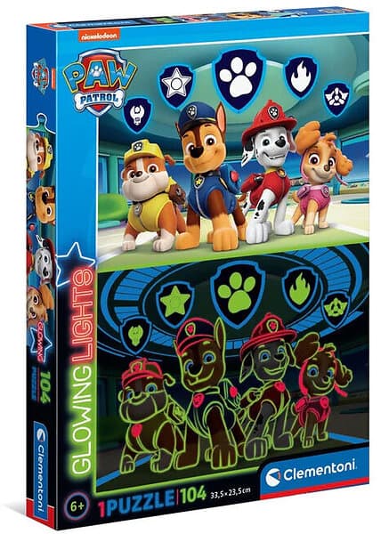 Clementoni Glowing Paw Patrol Barnpussel 104 Bitar