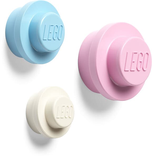 LEGO Väggkrok 3-pack, Blå/Rosa/Vit