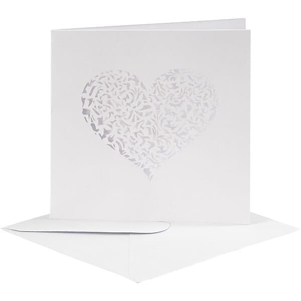 Creativ Company Kort och Kuvert Lyxiga Vit KortStl 13,5x13,5 cm KuvertStl 14,5x14,5 5 set/1 Förp kort kuvert, vit, kortstl. cm, kuvertst 230