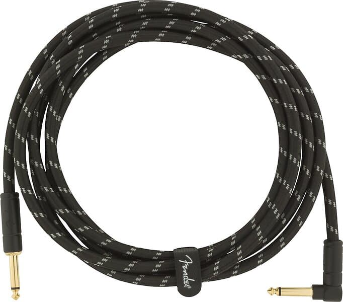 Fender Deluxe Series Instrument Cable 10' Angled Black Tweed