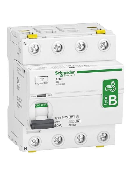 Schneider Electric Rccb earth leakage protection 4p 40a 30ma b-class speciel design for ev-al vehicle charger ac/dc