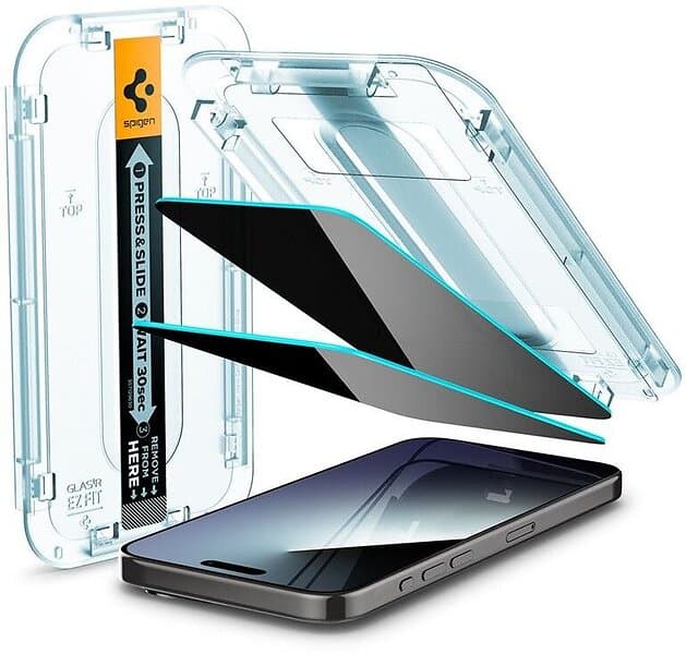 Spigen Glas.tr "ez Fit" 2-pack iPhone 15 Pro Privacy