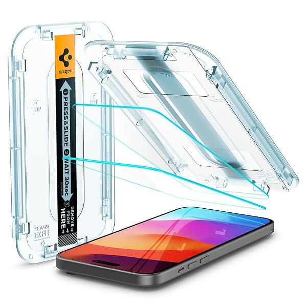 Tempered Glass Spigen Glas.tr "ez Fit" 2-pack iPhone 16 / 15 Clear