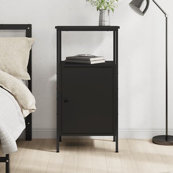 vidaXL Sängbord svart 41x31x80 cm konstruerat trä 825923