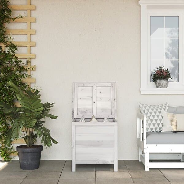 vidaXL Dynbox vit 50x49x56,5 cm massivt granträ 364749
