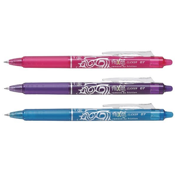 Pilot Bläckpenna Frixion Clicker 3-Pack Rosa/Ljusblå/Violett