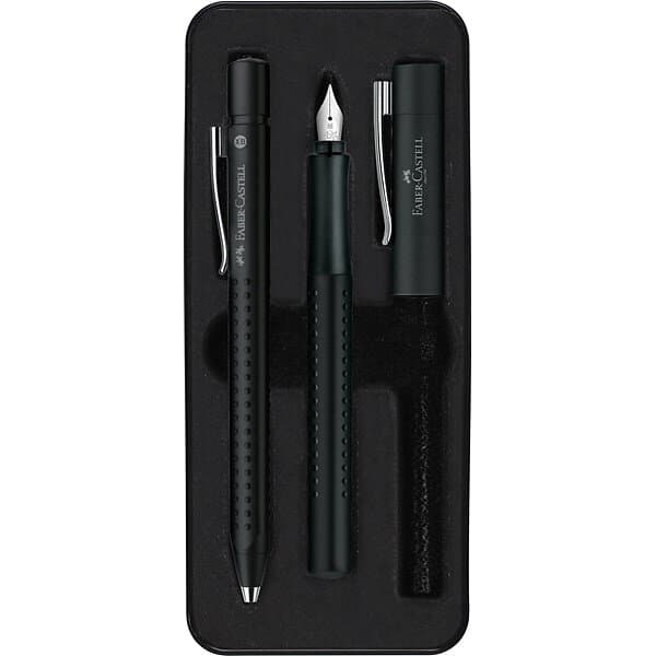 Faber-Castell Grip 2011 Presentset med Reservoarpenna och Kulspetspenna samt Refillpatron XB Svart