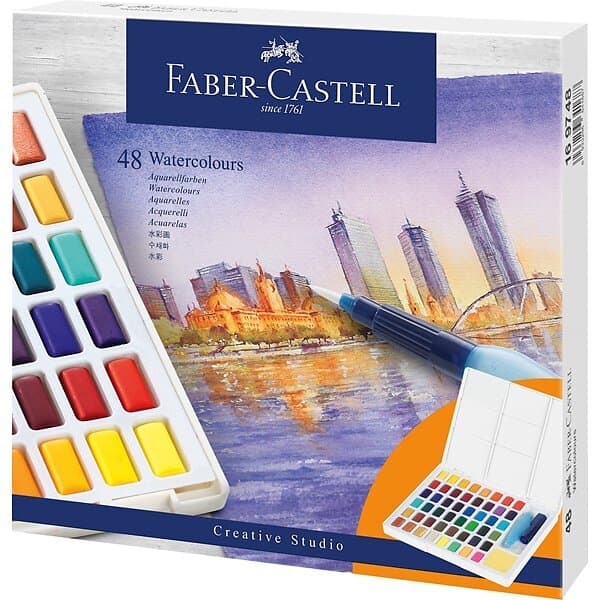 Faber-Castell Akvarellfärger Creative Studio Färgkakor Etui med 48 Färger