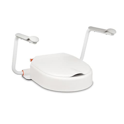 Etac Hi-Loo förhöjd toalettsits, 10 cm, med armstöd