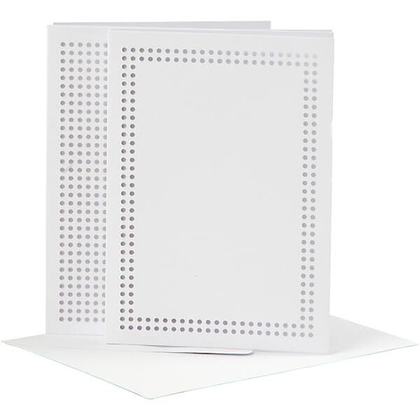 Set Kort till broderi, kortstl. 10,5x15 cm, kuvertstl. 11,5x16,5 cm, vit, 6 / 1 förp.