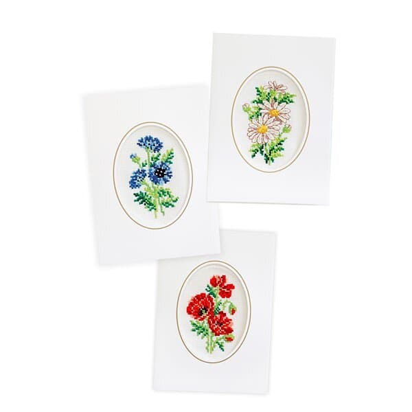 Svarta Fåret Broderikit Kort Blomstermotiv 6 x 9