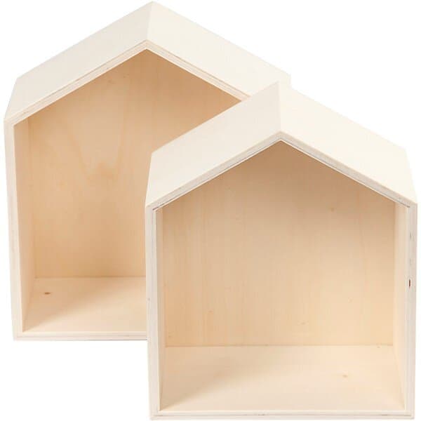 Set Förvaringslådor, hus, H: 22,5+25 cm, D: 12,5 cm, B: 19,5+22,5 cm, 2 st./ 1