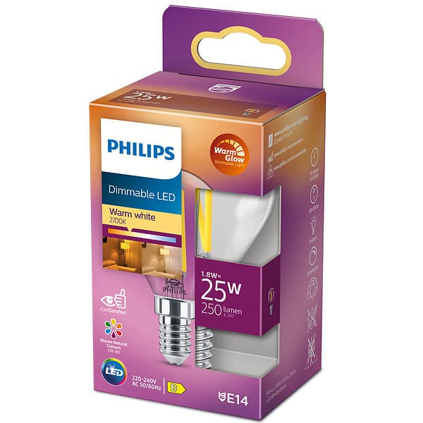 Philips LED E14 Klot 1,8W (25W) Klar 250lm