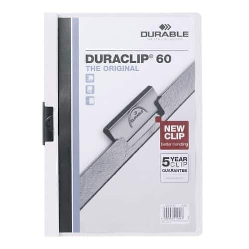 Durable Klemmappe DURACLIP A4 60 ark hvit