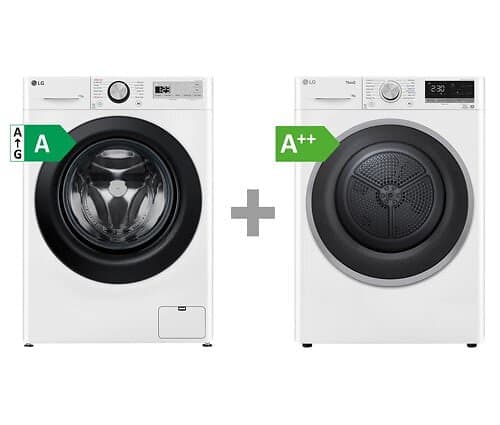LG F4y5eyp6w0f & Rh90v5av7n Kombinerad Tvätt/tork Vit