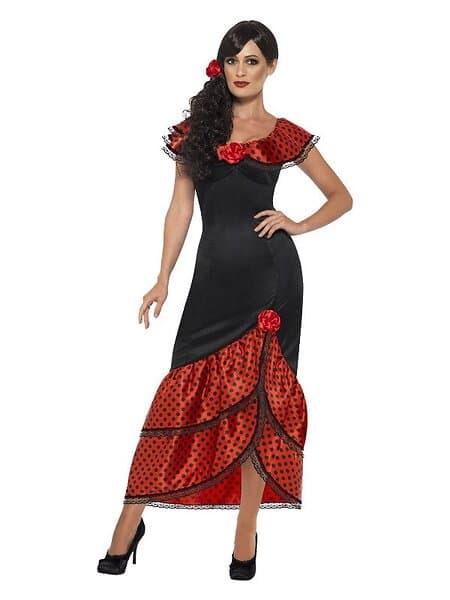 Smiffys Flamenco Spansk Senorita Maskeraddräkt Historiska maskeradkläder
