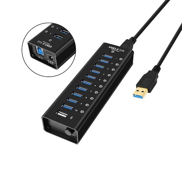 NÖRDIC USB Hub 11xUSB-A 3.0 5Gbps 1,2m