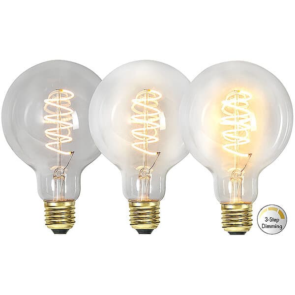 Star Trading LED-lampa E27 G95 Decoled Spiral Clear 3-step memory Transparent 10 15