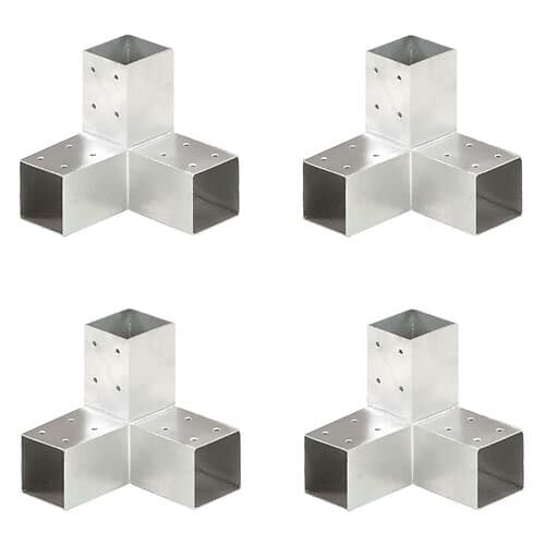 vidaXL Stolpbeslag 4 st Y-form galvaniserad metall 71x71 mm 145458