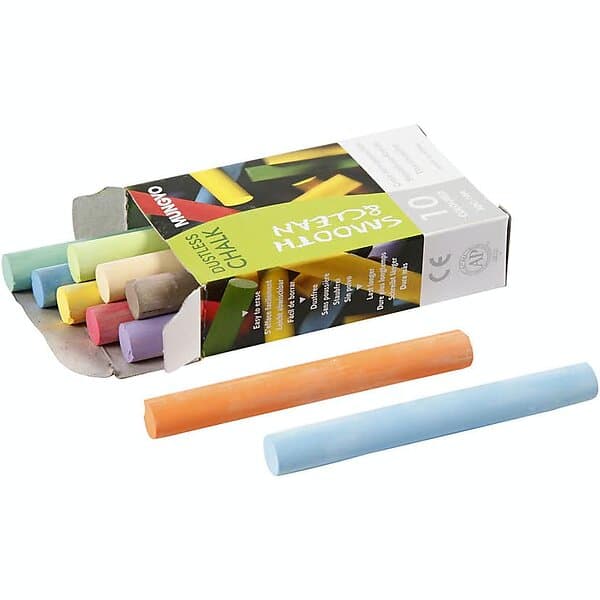 Creativ Company Tavelkritor Vit 8 cm 1 Förp Tavelkritor, mixade färger, L: cm, Dia. 10 mm, st./ f 344760