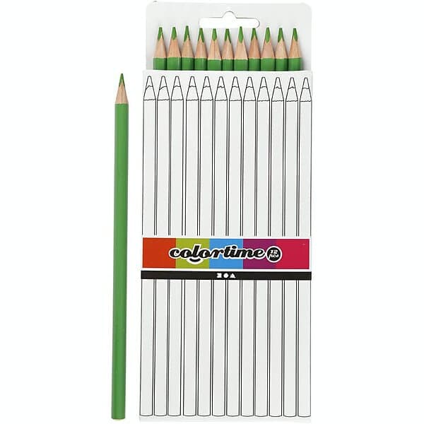 Creativ Company Färgblyerts Colortime Kärna 3 mm 12 st/1 Förp färgblyerts, ljusgrön, L: 17 cm, kärna mm, st 38578