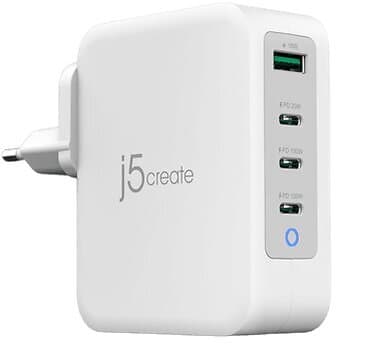 J5Create Väggladdare GaN USB-C 130W 4 portar