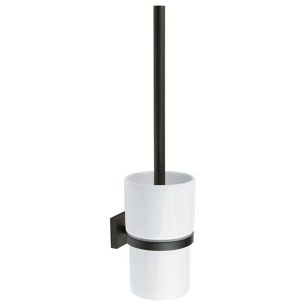 Smedbo Toalettborste House R333P wc-borste väggmontering svart vitt porslin RB333P