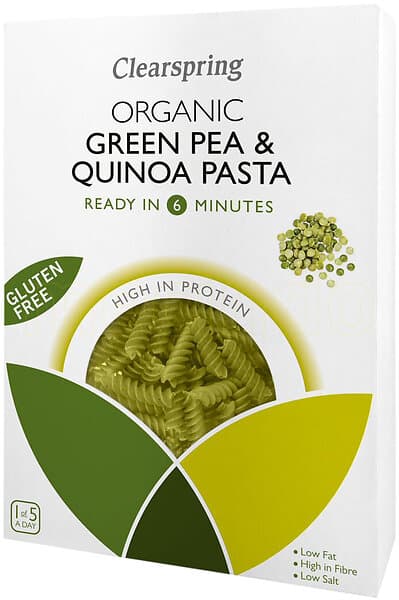 Clearspring Gluten Free Green Pea & Quinoa Pasta Fusilli Eko 250 Gram