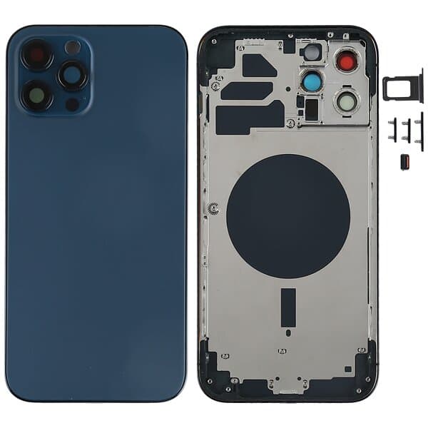 iPhone 12 Pro Max Komplett Baksida i Glas med Ram Blå