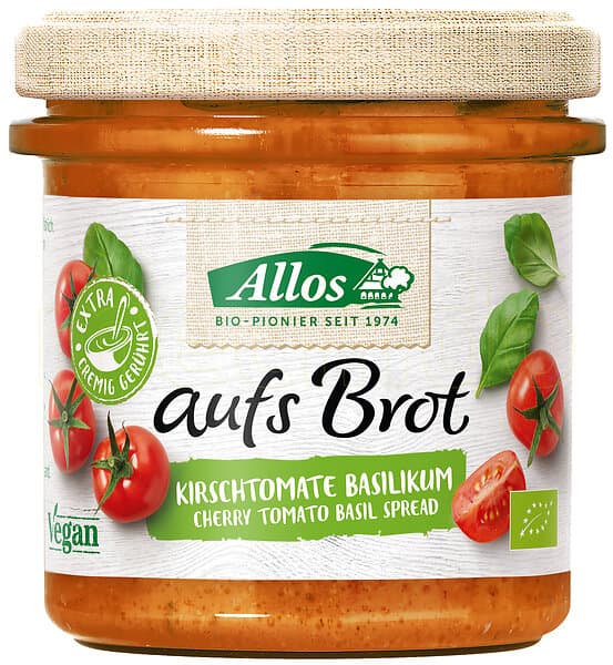 Allos Smörgåspålägg Aufs Brot Cherry Tomat basilika EKO 140g