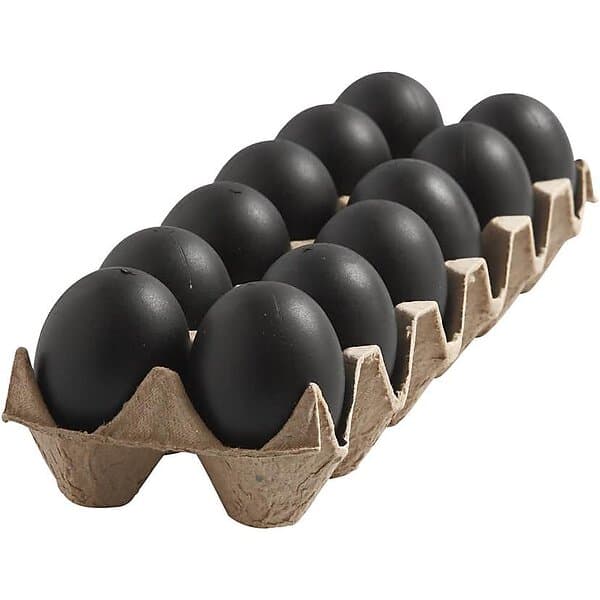 Creativ Company Plastägg 12 st/1 Förp Ägg, svart, H: 6 cm, st./ 1 förp. 51025