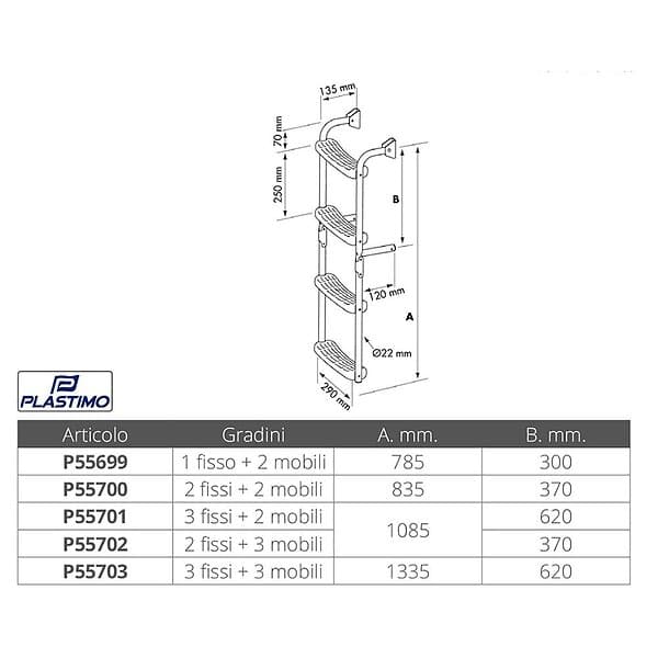 Plastimo Folding 90º Ladder Silver