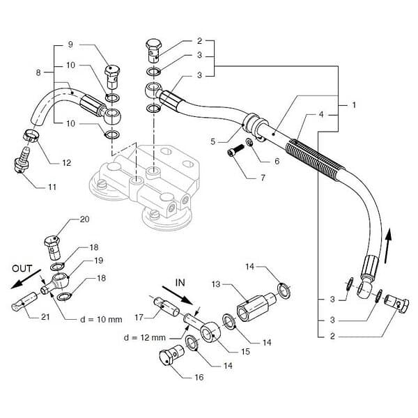 Vetus Dedicated Assembly 1/6 Cylinder Fuel Hose Silver