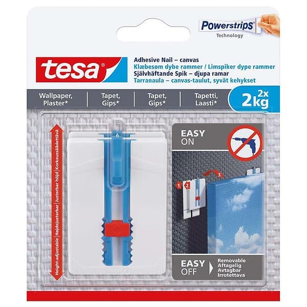Tesa Självhäftande Krok Justerbar Canvas 2kg