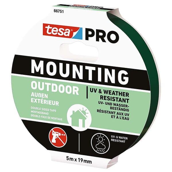 Tesa Monteringstejp Pro Utomhus 19 mm