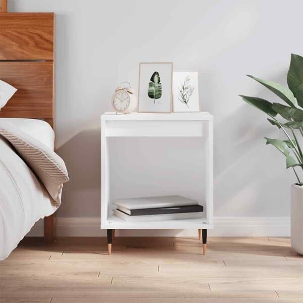 vidaXL Sängbord vit 40x35x50 cm konstruerat trä 830700