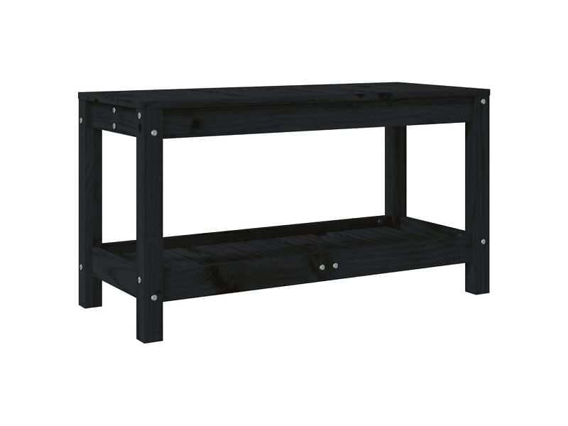 vidaXL Trädgårdsbänk svart 82,5x35x45 cm massiv furu 832379