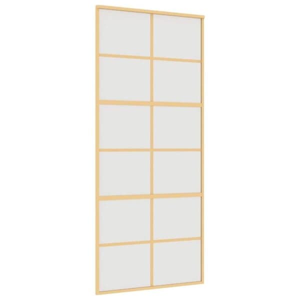 vidaXL Skjutdörr guld 90x205 cm frostat ESG-glas och aluminium 155170