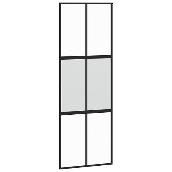 vidaXL Skjutdörr svart 76x205 cm härdat glas och aluminium 155210