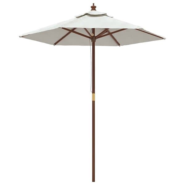 vidaXL Parasoll med trästång 196x231 cm sandvit 363159