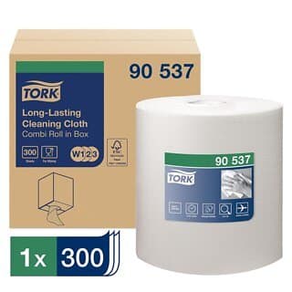 TORK rulle W1/2/3 Rengöringsduk Slitstark vit 32cm x 114m