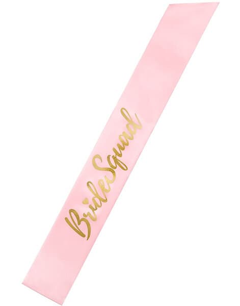 Ljusrosa Bride Squad Band med guldtext