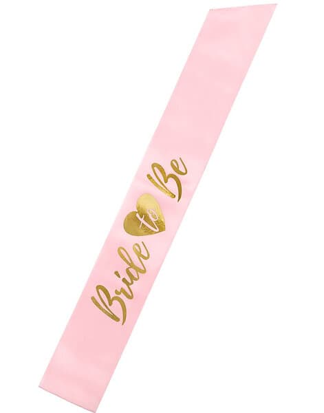 Rosa brud som ska vara band med guldtext